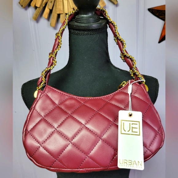 🛒🛍️💥NWT Urban expressions wine color quilted shoulder bag gold tone me - Picture 1 of 12